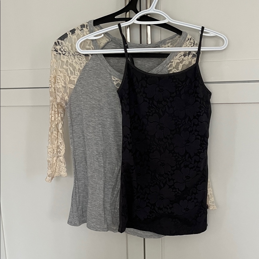 Aeropostale Gray and Black Lace Cami Charlotte Russe